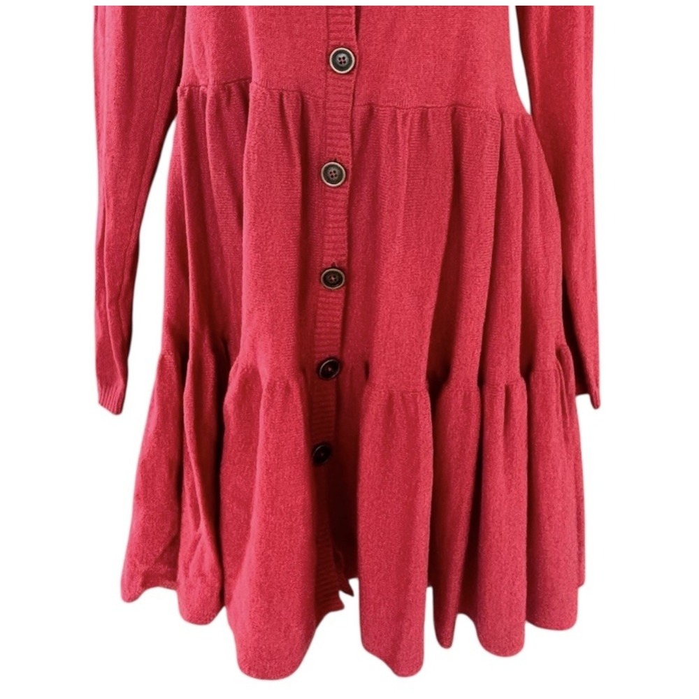 Matilda Jane Tiered Babydoll Cardigan Sweater Womens XS Red Peplum Lagenlook - Picture 4 of 12